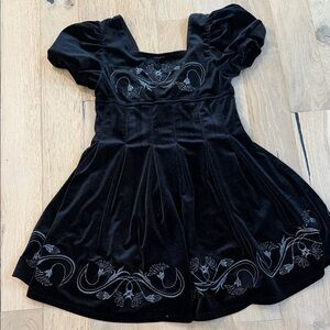Black Velvet Dress with Embroidered Details